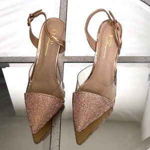 Rose gold sling backs